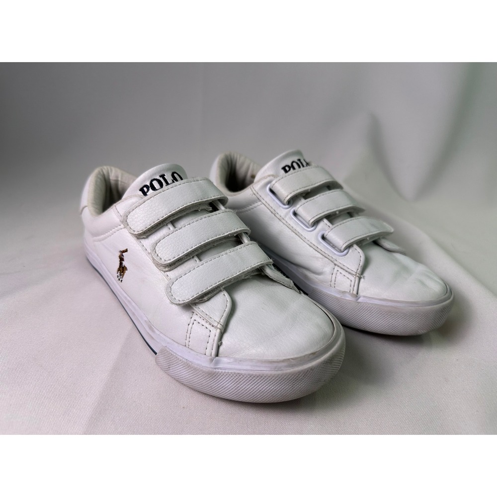 Polo Ralph Lauren Kids Saylor Sneakers White Leather Pony Strap Shoes Size 2